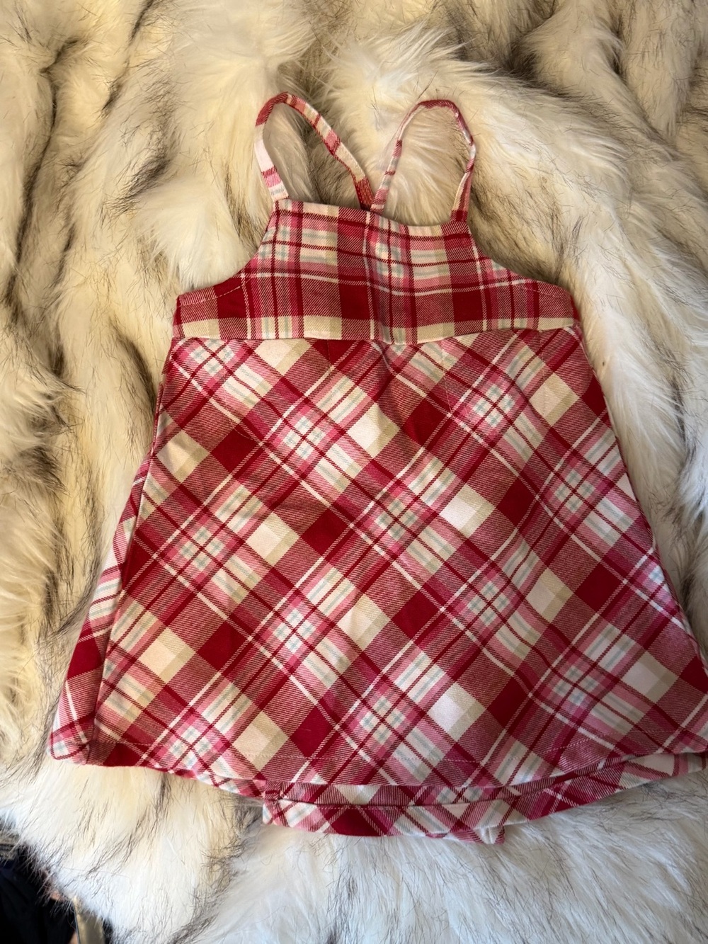 NWT Old Navy Red Hot Pink and Cream Plaid Sundress Super Soft!